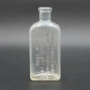 Liquid Stove Polish Clear Glass Bottle JL Prescott New York Vintage 6" Tall